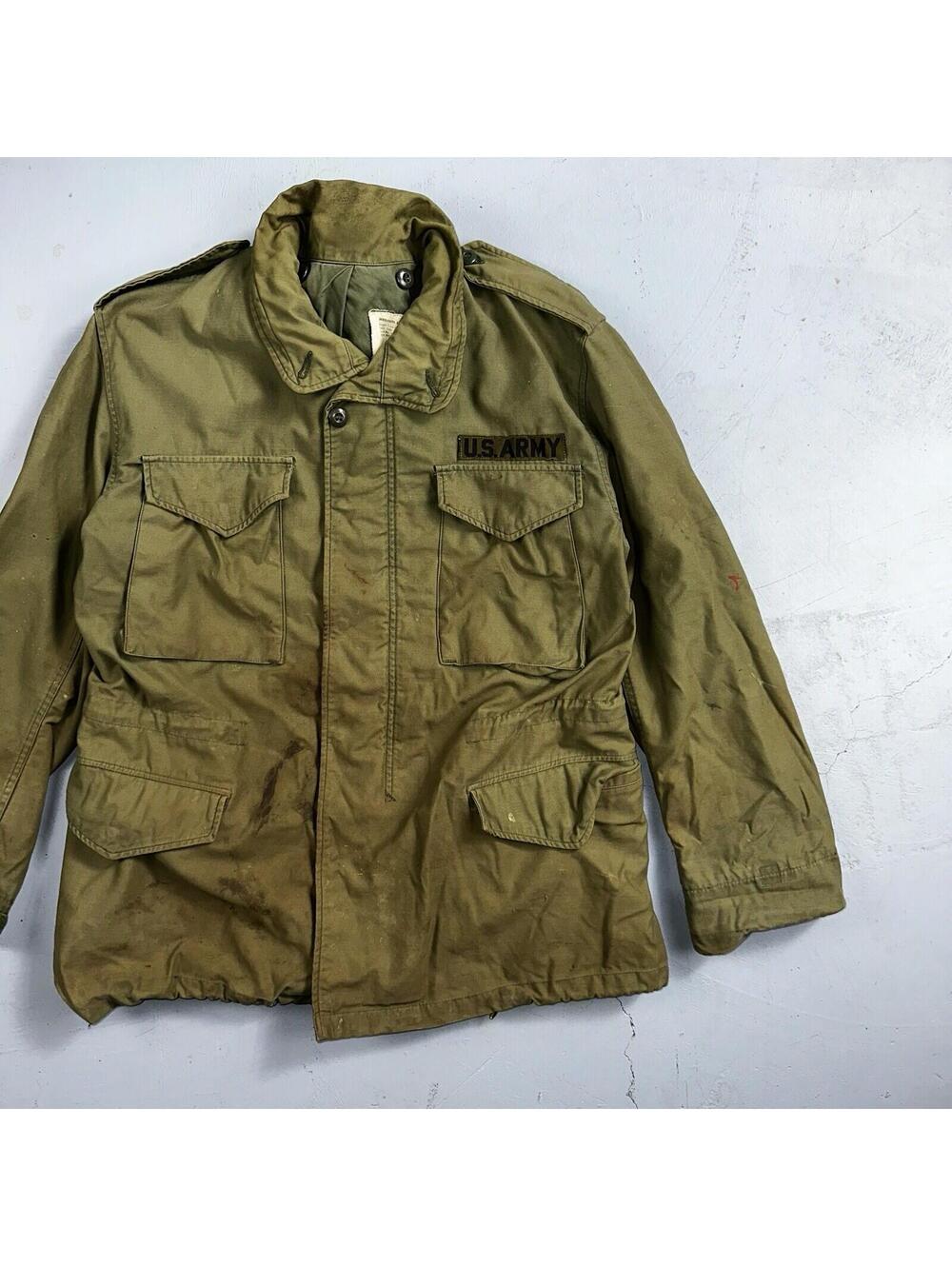 VTG US ARMY M-65 Field Jacket Coat Cold Weather Mans OG-107 Vietnam 70s Medium